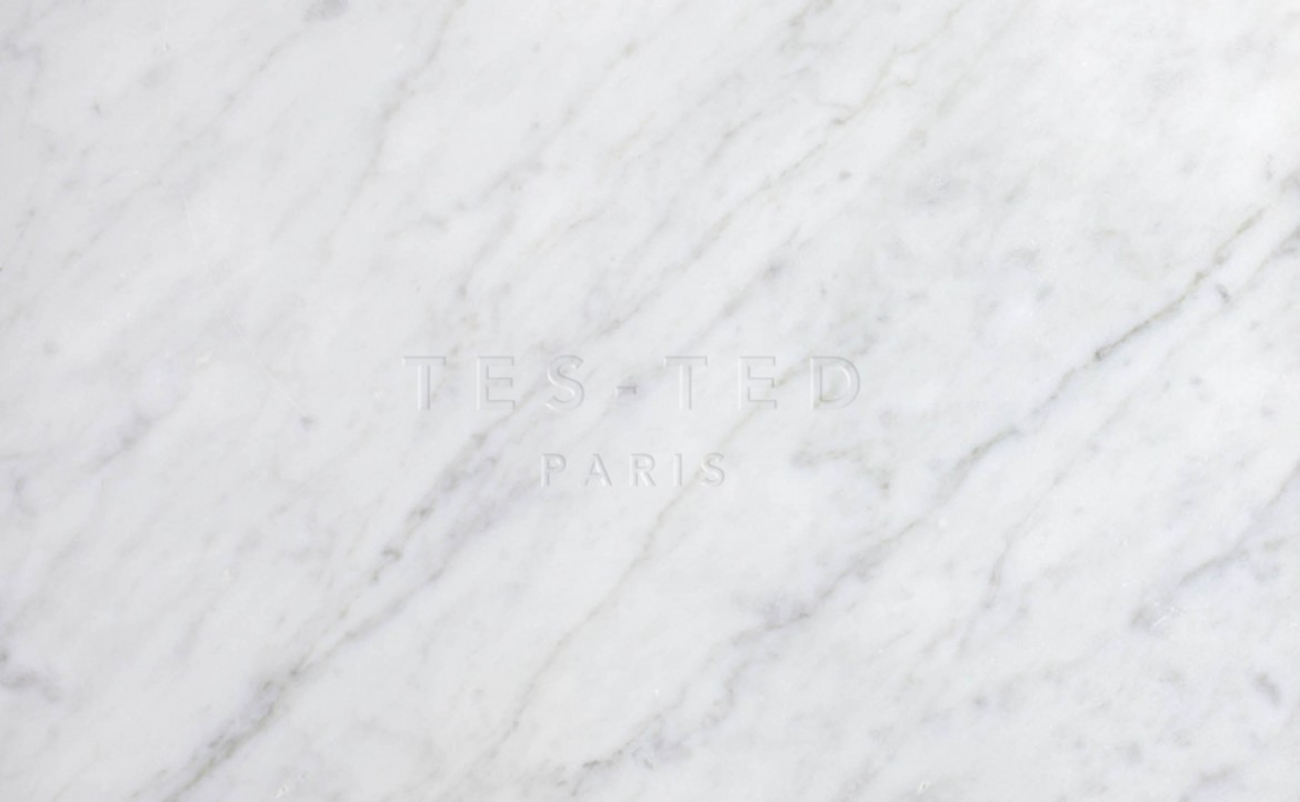 Tes-Ted designer Paris bespoke design white marble signature engraved carrare