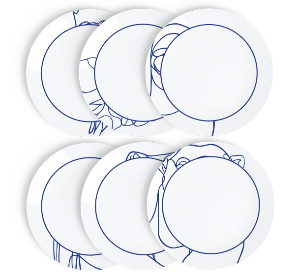 diner plates animal design drawing