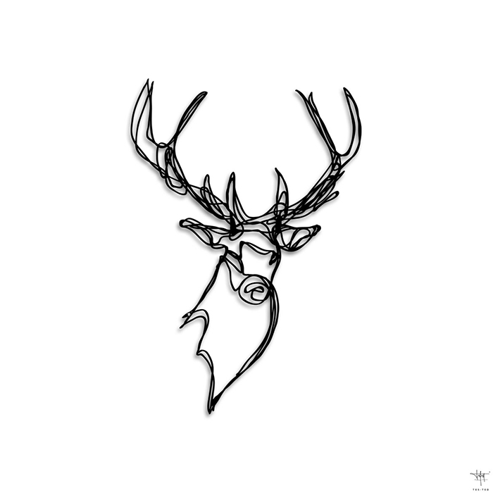 design sign stag deer animal drawing wall art trophy interior decoration antoine tes-ted