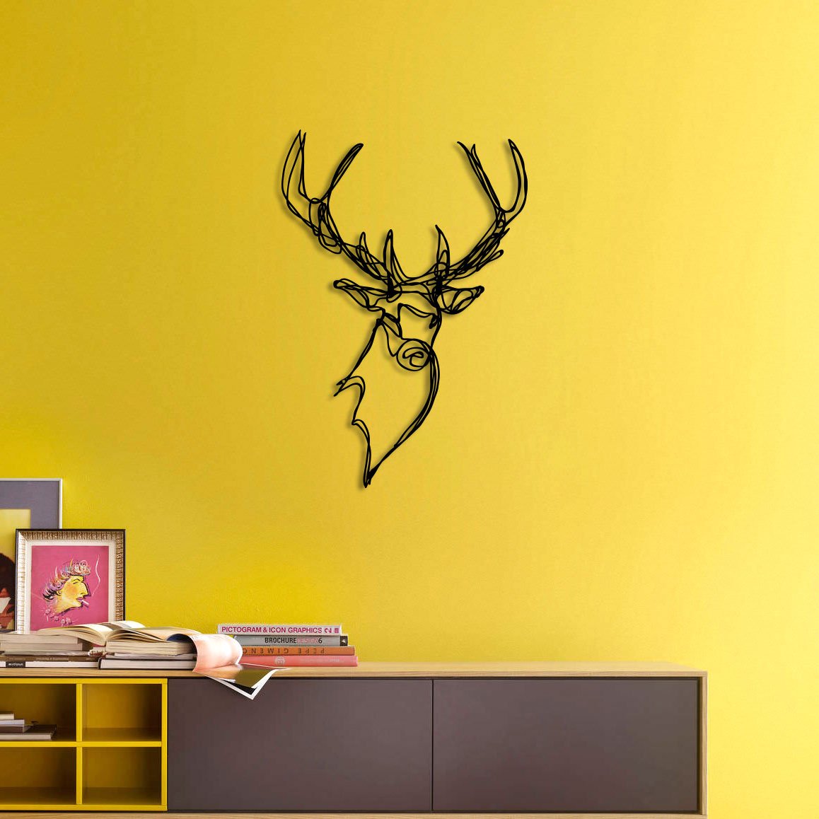 design sign stag deer animal drawing wall art trophy interior decoration antoine tes-ted