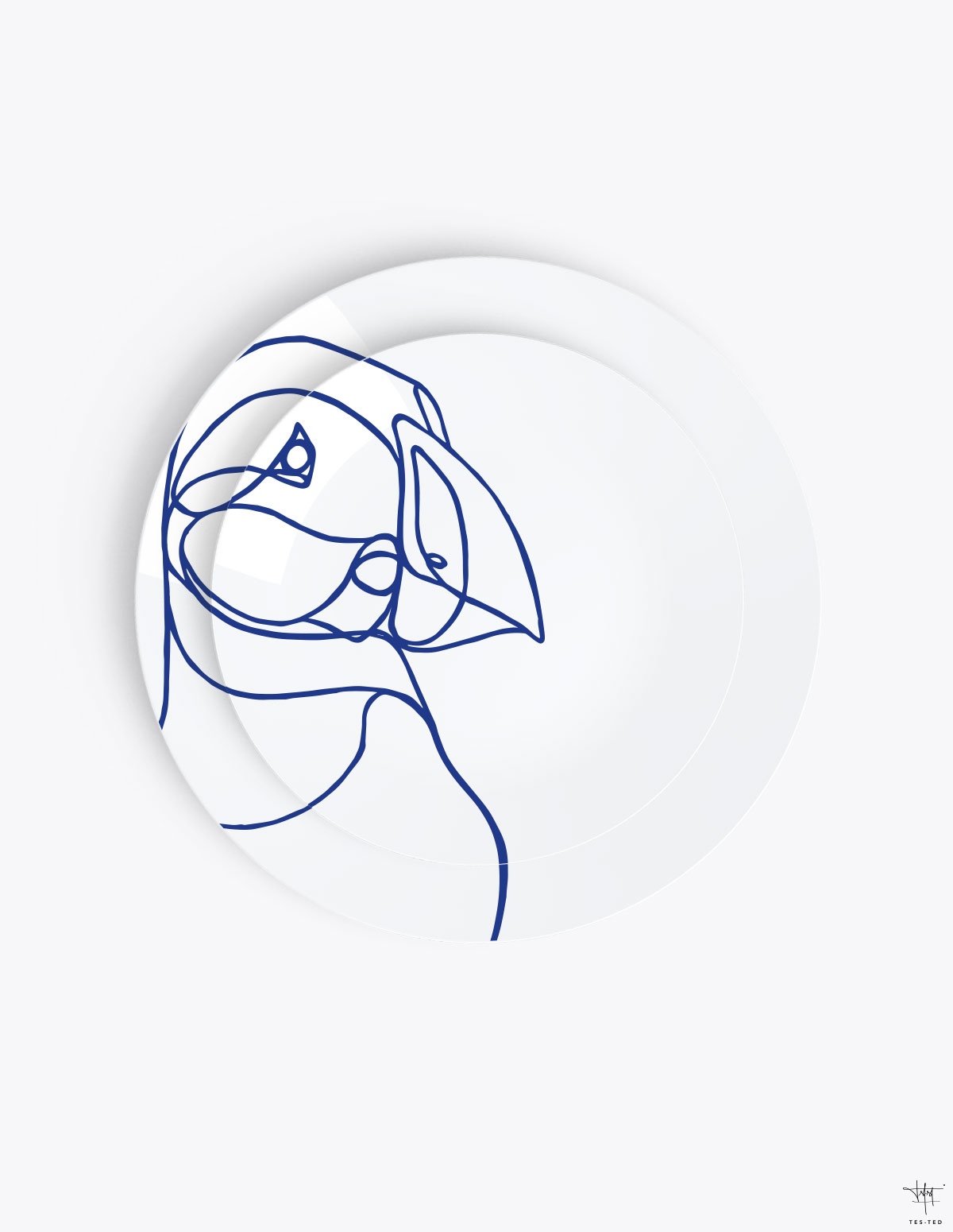 puffin porcelain plate design drawing