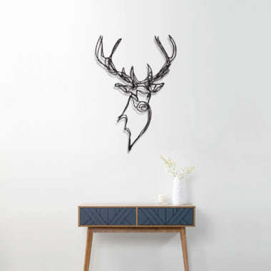stag head trophy wall art lines
