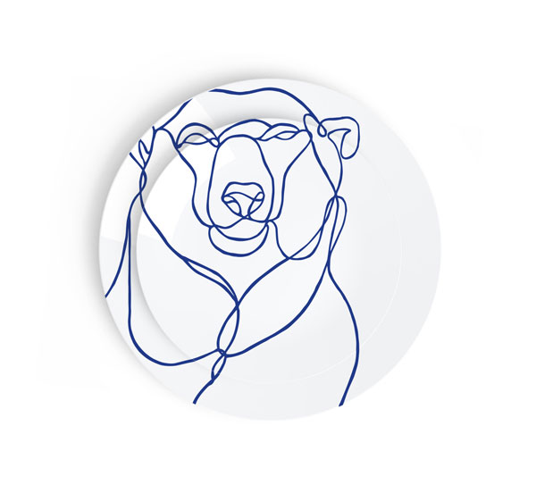 plate polar bear drawing design porcelain