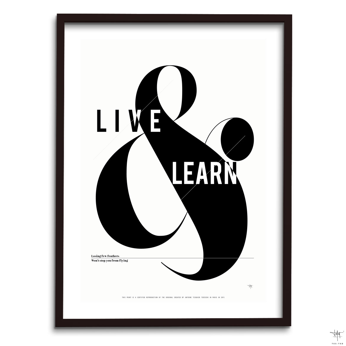 design poster live and learn inspirational quote typography print antoine tes-ted