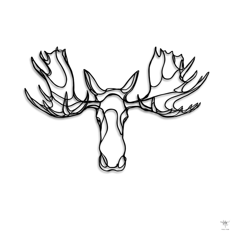 design sign moose head trophy drawing animal wall art antoine tes-ted