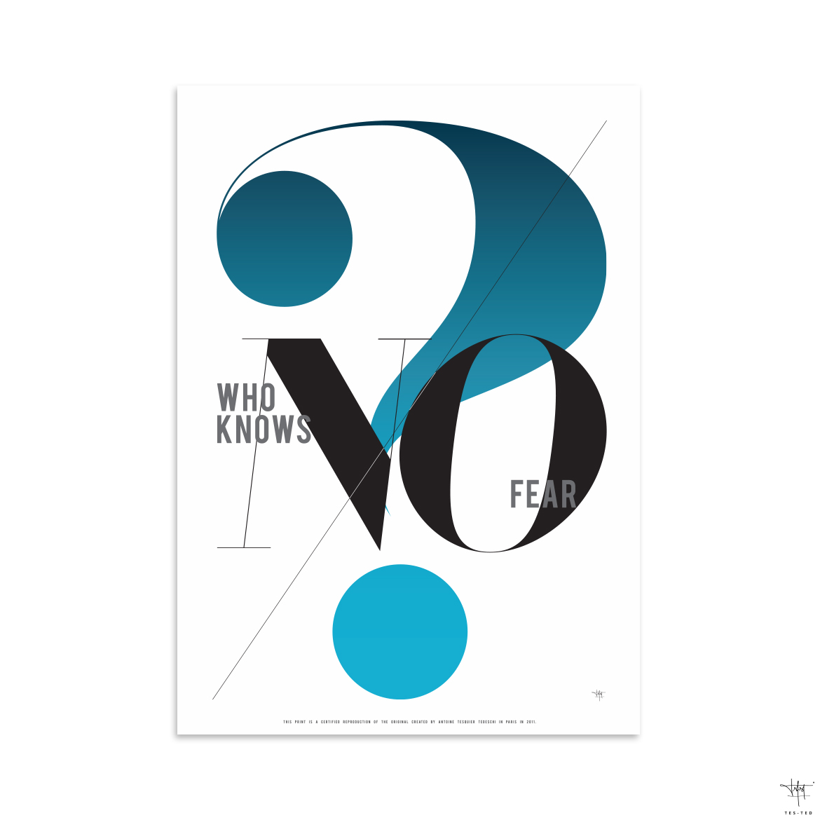 design poster who knows no fear art typography print tes-ted studio